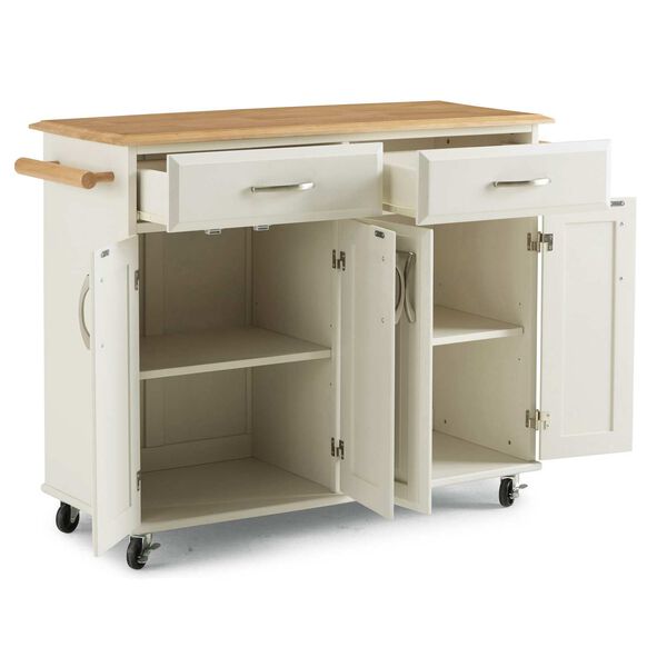 Blanche Off-White and Natural Kitchen Cart, image 2