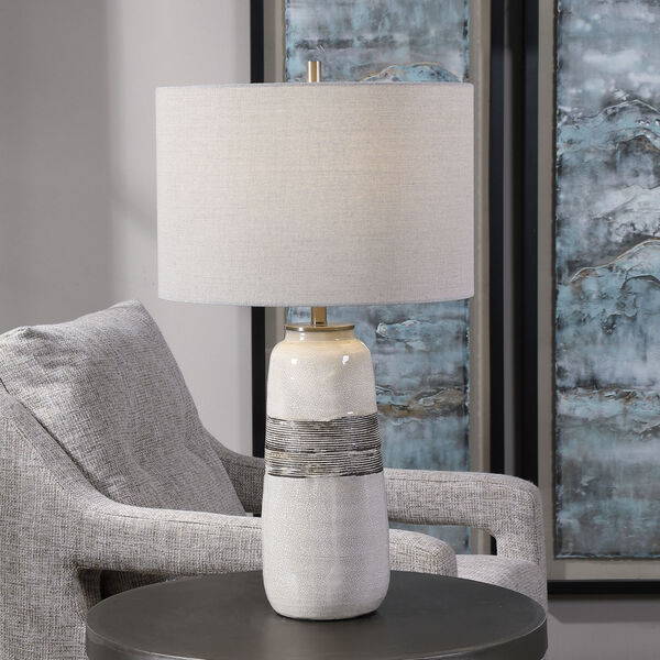 Comanche Off-White One-Light Crackle Table Lamp, image 2