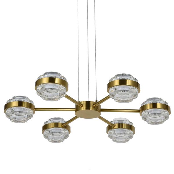 Milano Antique Brass Adjustable Six-Light Integrated LED Pendant, image 2