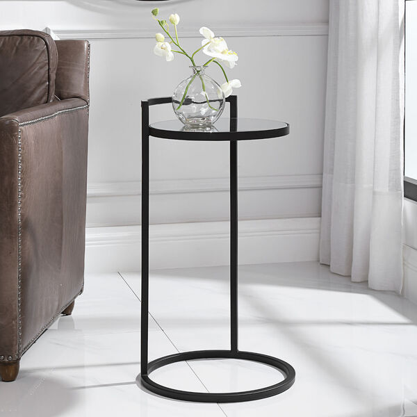 Uptown Black Side Table with Mirrored Top, image 3