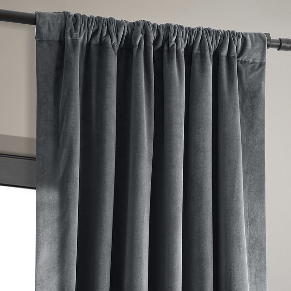 Distance Blue Grey Signature Blackout Velvet Single Panel Curtain 50 x 96, image 11