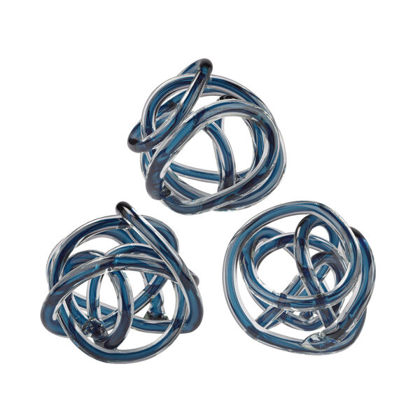 Glass Knots Navy Blue Six-Inch Sculptures - Set of Three, image 1