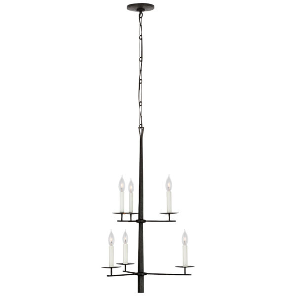 Arnav Small Two-Tier Entry Chandelier in Aged Iron by Ian K. Fowler, image 1