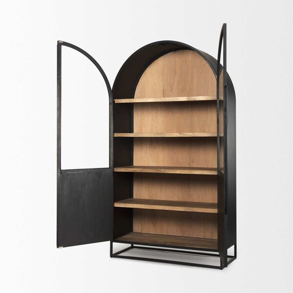 Sloan Black and Brown Metal Frame Arch Cabinet, image 6