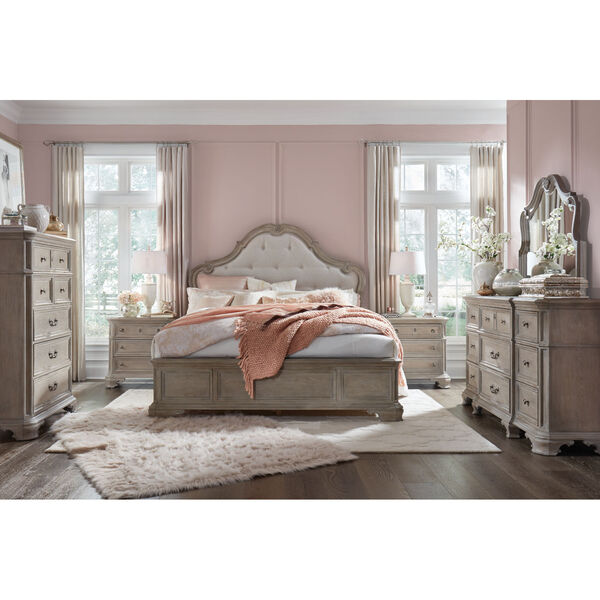 Jocelyn Weathered Taupe Complete King Bed with Upholstered Headboard, image 6