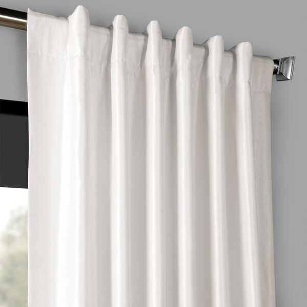 Ice White Blackout Vintage Textured Faux Dupioni Silk Single Curtain Panel 50 x 108, image 4