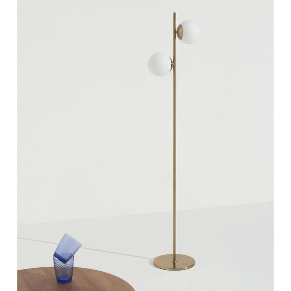 Sphere Brass Two-Light LED Floor Lamp, image 5