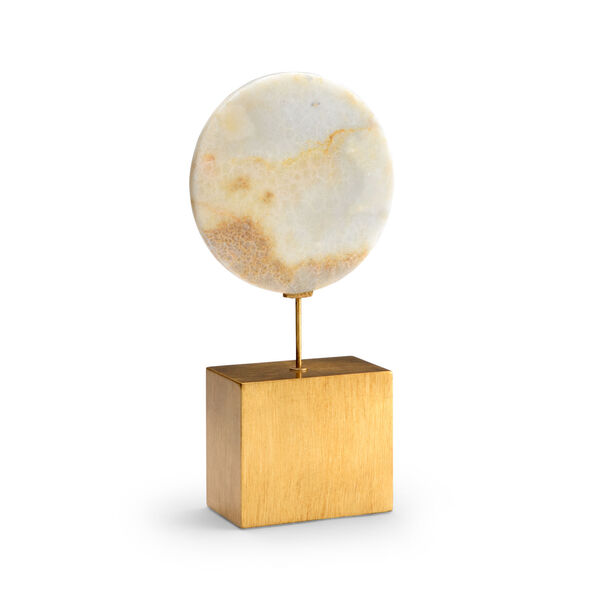 Natural White and Antique Gold Large Marble Disk, image 1
