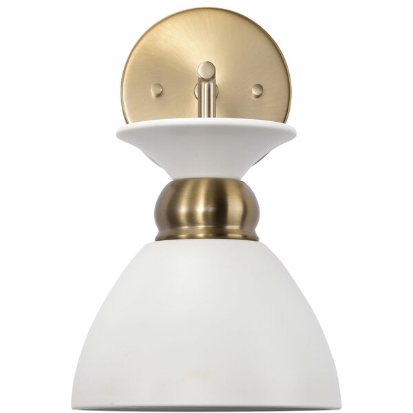 Perkins Matte White and Burnished Brass One-Light Wall Sconce, image 3