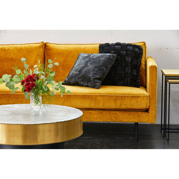 Optic Brass Geometric Patterned Round Coffee Table, image 6