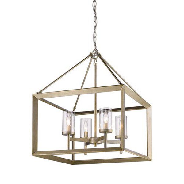 Smyth White Gold Four-Light Chandelier with Clear Glass Shade, image 3