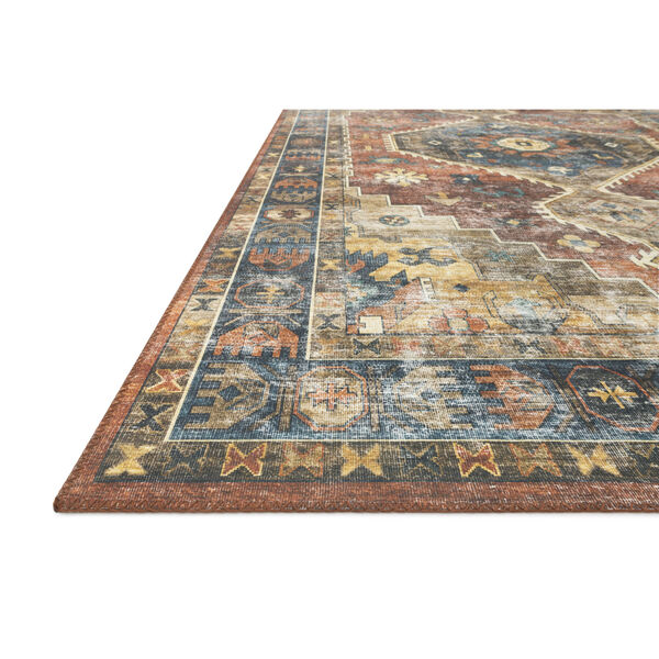 Skye Rust and Blue 2 Ft. 6 In. x 7 Ft. 6 In. Power Loomed Rug, image 2