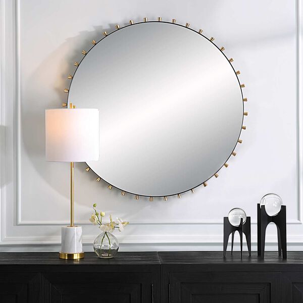 Cosmopolitan Matte Black Brass Round Wall Mirror, image 1