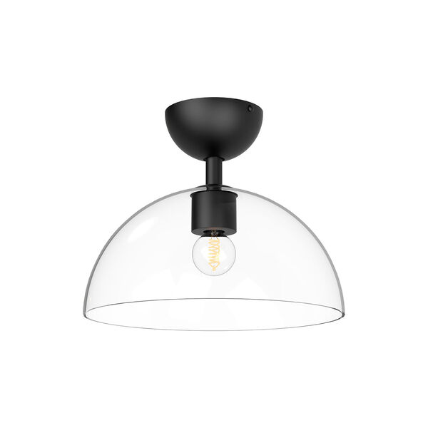 Jude Matte Black One-Light Semi-Flush Mount with Clear Glass, image 1