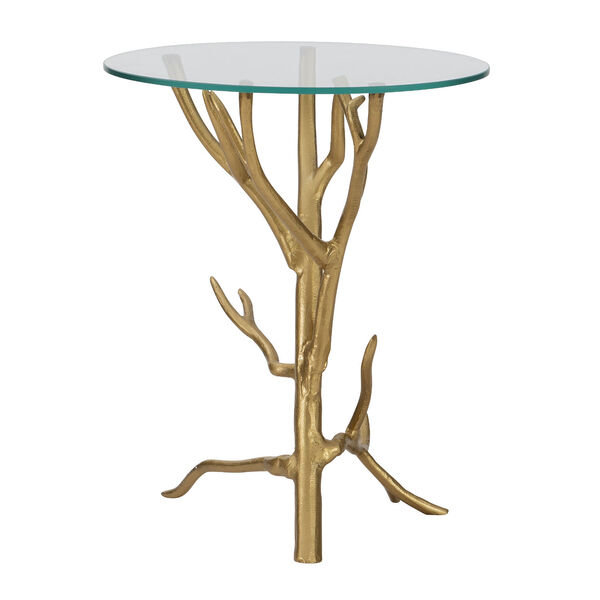 Burmil Gold Branch Side Table with Glass Top, image 1