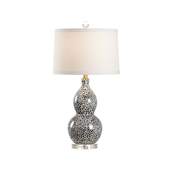 Teal and White One-Light Snow Leopard Table Lamp, image 1