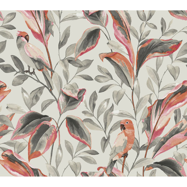 Tropics Gray Tropical Love Birds Pre Pasted Wallpaper - SAMPLE SWATCH ONLY, image 2