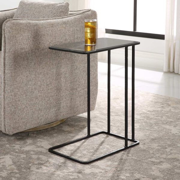 Cavern Black Stone and Iron Accent Table, image 2