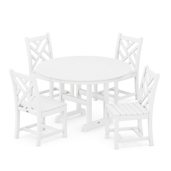 Chippendale White Round Side Chair Dining Set, 5-Piece, image 1