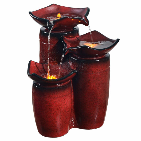 Gradient Red Outdoor Three - Tier Glazed Pots Fountain, image 1