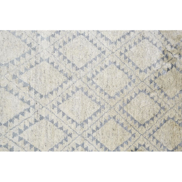 Abytha Diamond Hand Knot Wool Ivory Blue Rectangular: 9 Ft. 6 In. x 13 Ft. 6 In. Area Rug, image 3
