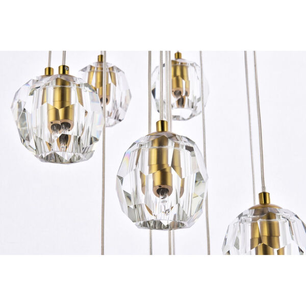 Eren Gold 20-Inch 18-Light Pendant with Royal Cut Clear Crystal, image 6