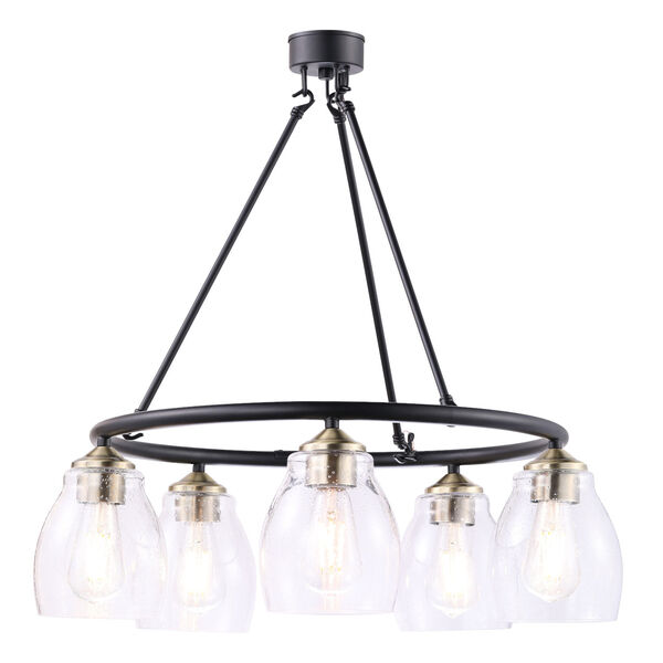 Winsley Coal and Stained Brass Five-Light Chandelier, image 2