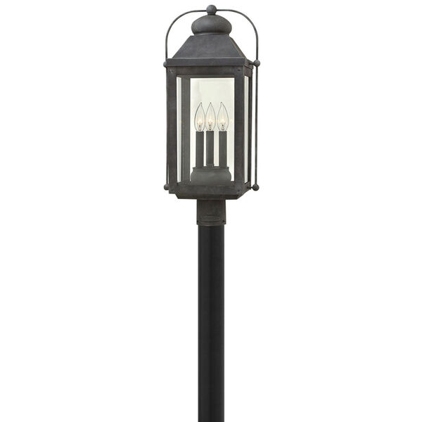 Anchorage Aged Zinc Three-Light Outdoor Post Mount, image 3