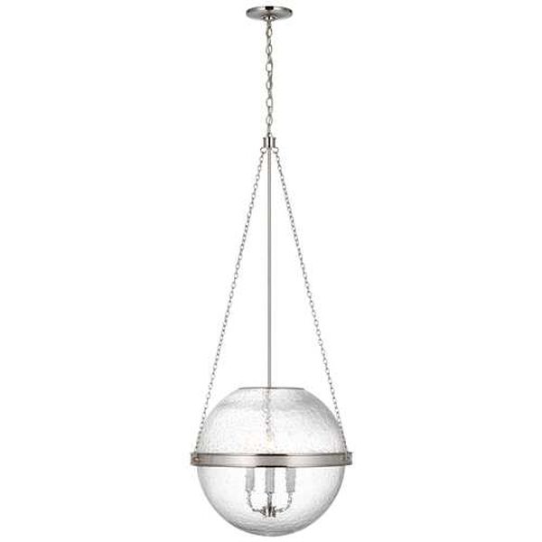 Reese Polished Nickel Three-Light Globe Pendant with Clear Restoration Glass by Marie Flanigan, image 1