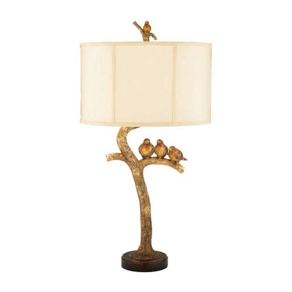 Three Bird Light Wood and Black One Light Table Lamp, image 1