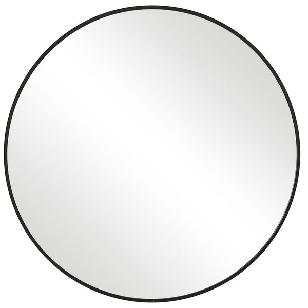 Linden Black Satin 24-inch Round Wall Mirror, image 2