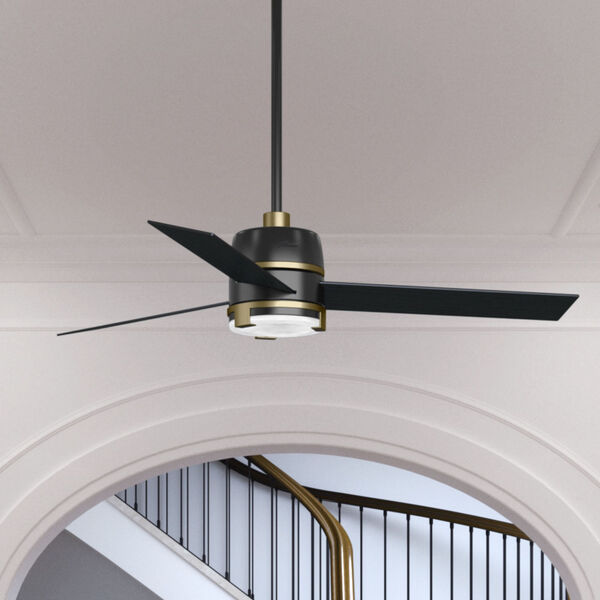 Bureau Matte Black and Modern Brass 60-Inch One-Light LED Adjustable Ceiling Fan, image 7