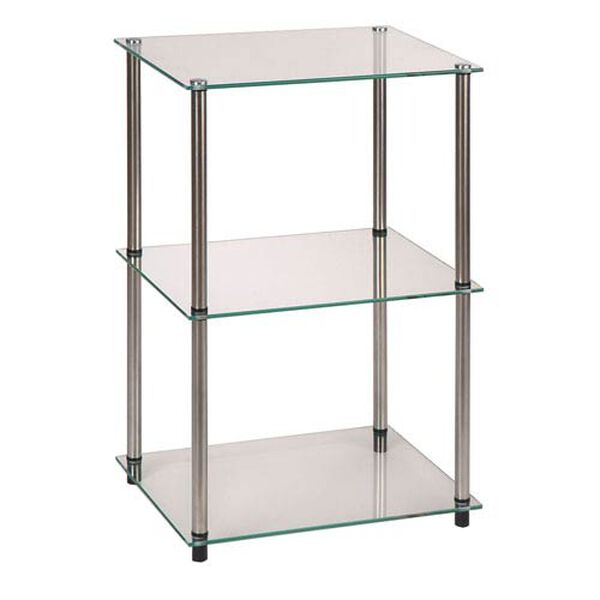 Classic Glass Stainless Steel Three-Tier End Table, image 1