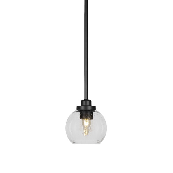 Odyssey Matte Black Six-Inch One-Light Mini Pendant with Clear Bubble Glass Shade, image 1