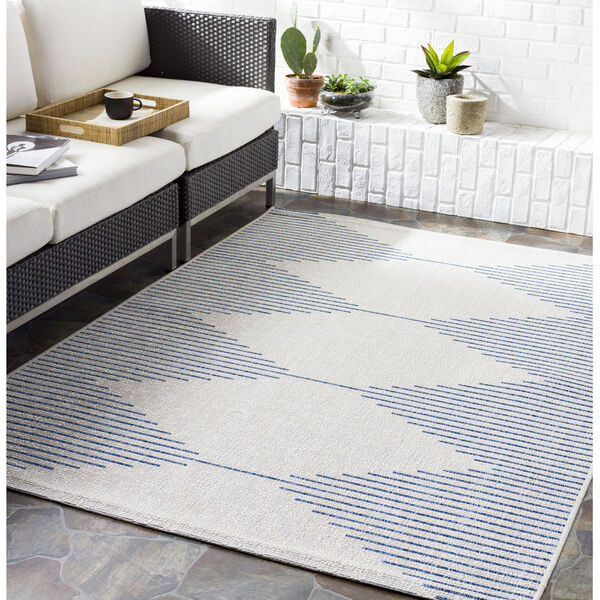 Eagean Bright Blue and White Rectangular: 7 Ft. 10 In. x 10 Ft. 2 In. Indoor and Outdoor Rug, image 2