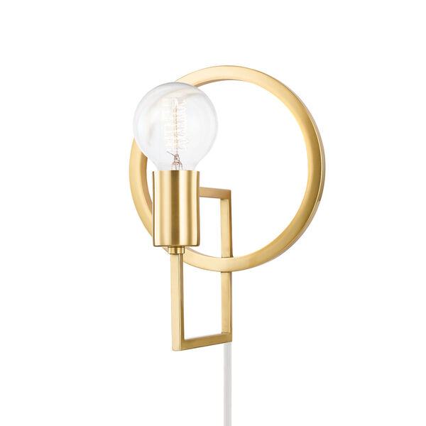 Tory Aged Brass One-Light Plug-In Wall Sconce, image 1