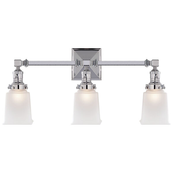 Boston Square Triple Light Sconce in Chrome with Frosted Glass by Chapman and Myers, image 1