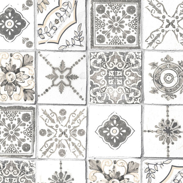 Grey and Beige Moroccan Tiles Wallpaper - SAMPLE SWATCH ONLY, image 1