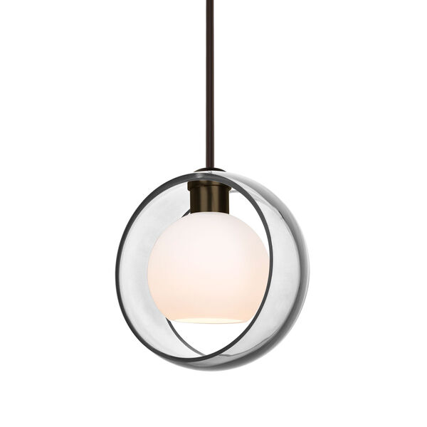 Mana Bronze One-Light Pendant With Transparent Clear and Opal Glass, image 1