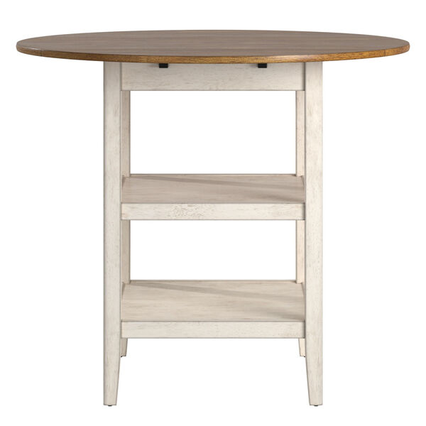 Caroline White Two-Tone Side Drop Leaf Round Counter Height Table, image 4