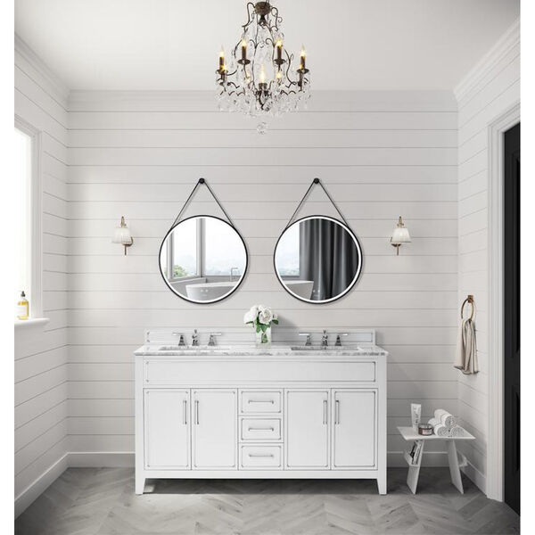Aspen White 60-Inch Bath Vanity Set with Italian Carrara White Marble, image 2