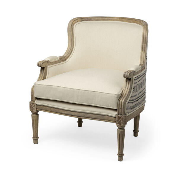 Elizabeth Brown and Cream Arm Chair, image 1