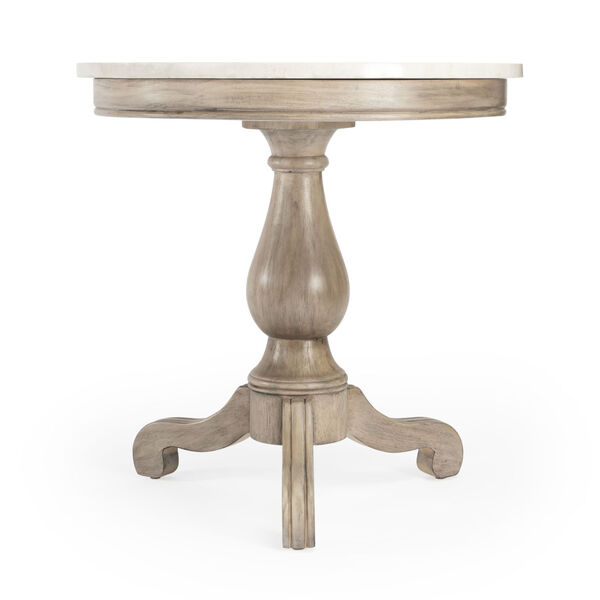 Danielle Sandalwood Beige Marble Pedestal Accent Table, image 4