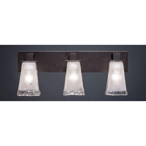 Apollo Dark Granite 5-Inch Three Light Bathroom Wall Lighting with Square Frosted Crystal Glass, image 1