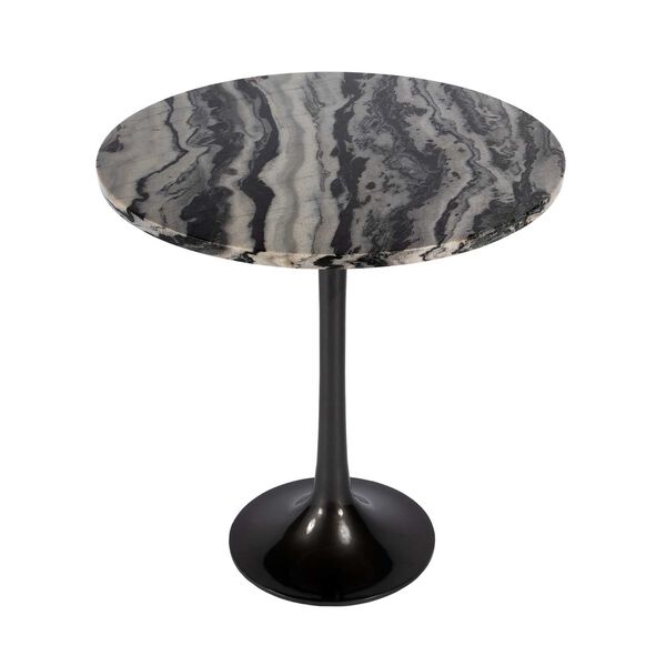 Paxton Gray Black White Round Marble Accent Table, image 1