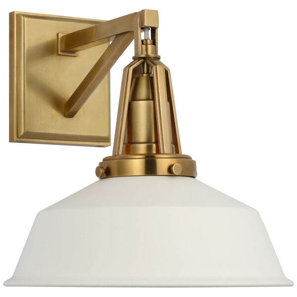 Layton 10-Inch Sconce in Antique-Burnished Brass with Matte White Shade by Chapman  and  Myers, image 1