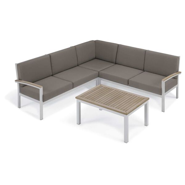 Travira Four-Piece Outdoor Modular Seat and Coffee Table Chat Set, image 1