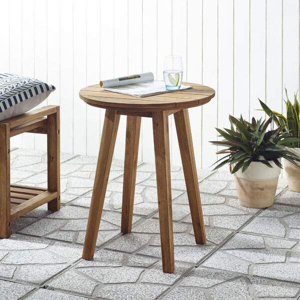 Brown Outdoor Round Side Table, image 1