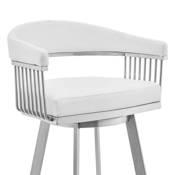 Bronson Brushed Stainless Steel White Counter Stool, image 5