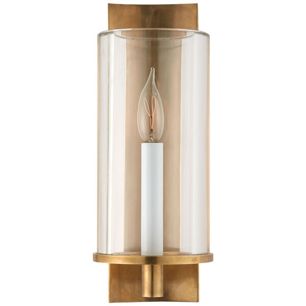 Deauville Single Sconce in Hand-Rubbed Antique Brass with Clear Glass by AERIN, image 1